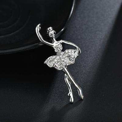 Kristallen bloem rok ballet danseres Ballerina's broche (zilver)
