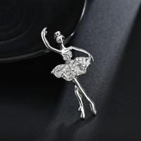 Kristallen bloem rok ballet danseres Ballerina's broche (zilver)