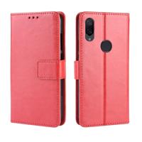 Retro Crazy Horse textuur horizontale Flip lederen case voor Xiaomi Redmi 7 met houder & kaartsleuven & fotolijstjes (rood)