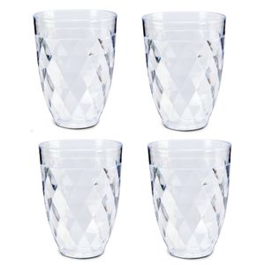 Leknes Drinkglazen/waterglazen met karaf 1.5 liter - kunststof - met 4 glazen 180 ml