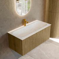 Badmeubel Mondiaz Kurve-Dlux | 100 cm cm | Meubelkleur Dusk | Wastafelkleur Opalo | Solid surface | Wasbak midden spoelbak | 1 kraangat