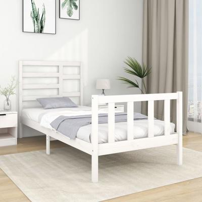 Bedframe massief hout wit 90x190 cm