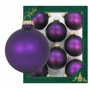 8x Magic velvet paarse glazen kerstballen mat 7 cm kerstboomversiering