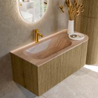 Badmeubel Mondiaz Kurve-Dlux | 105 cm | Meubelkleur Dusk | Wastafelkleur Saba | Solid surface | Wasbak linker zijde spoelbak | 1 kraangat