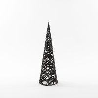 LED kegel kerstboom lamp - zwart - kunststof - D12,5 x H40 cm - glitter
