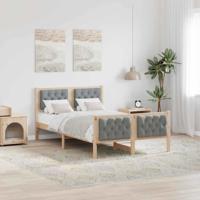 Bedframe met hoofdeinde Lichtgrijs 120 x 200 cm Stof Bedframe met hoofdeinde Lichtgrijs 120 x 200 cm Stof