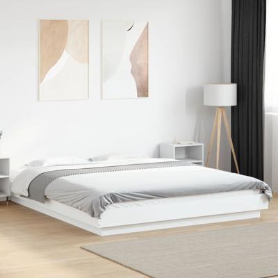 Bedframe bewerkt hout wit 160x200 cm
