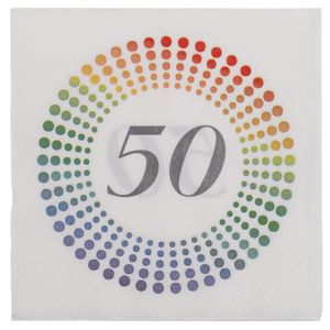 20x Leeftijd 50 jaar themafeest/verjaardag servetten 33 x 33 cm confetti