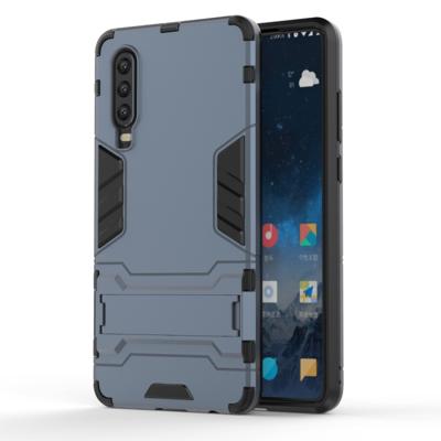 Schokbestendige PC + TPU Case voor Huawei P30 met houder (marineblauw)