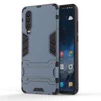 Schokbestendige PC + TPU Case voor Huawei P30 met houder (marineblauw)