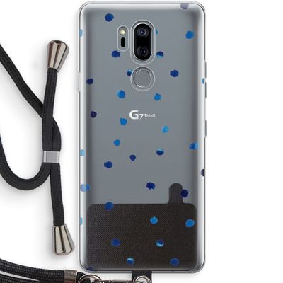 Blauwe stippen: LG G7 Thinq Transparant Hoesje met koord