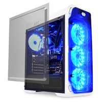 LC Power LC-988W-ON Midi-tower PC-behuizing, Gaming-behuizing Wit 4 voorgeïnstalleerde LED-ventilators, Geïntegreerde verlichting, Ventilatiebesturing, - thumbnail