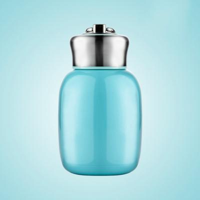 Mini leuke koffie vacuüm kolven Thermos RVS Cup reizen drink water fles Thermoses mokken 200ML (blauw)
