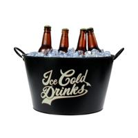 IJsemmer/bierkoeler met 2 handvatten - 25L - metaal - zwart - D38 x H22 cm IJsemmer/bierkoeler met 2 handvatten - 25L - metaal - zwart - D38 x H22 cm