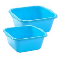 Plasticforte afwasteilen set - afwasbak - kunststof - 6 en 10 liter - Blauw - huishoud emmers