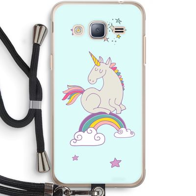 Regenboog eenhoorn: Samsung Galaxy J3 (2016) Transparant Hoesje met koord