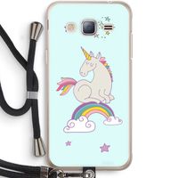 Regenboog eenhoorn: Samsung Galaxy J3 (2016) Transparant Hoesje met koord