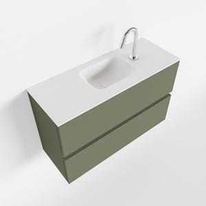 Toiletmeubel Mondiaz Ada | 80 cm | Meubelkleur Army | Lex wastafel Talc Midden | 1 kraangat