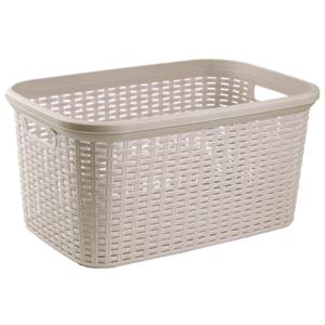 Rotan wasmand - 35 liter - taupe - kunststof - badkamer - 53 x 36 x 26 cm