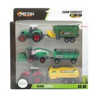 Toi-Toys Metal tractor met aanhanger, 6dlg.