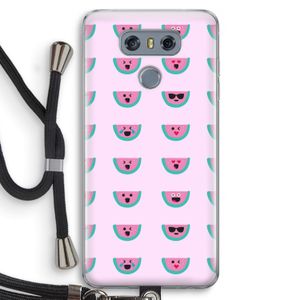 Smiley watermeloenprint: LG G6 Transparant Hoesje met koord