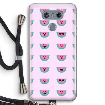 Smiley watermeloenprint: LG G6 Transparant Hoesje met koord