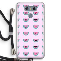 Smiley watermeloenprint: LG G6 Transparant Hoesje met koord