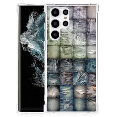 Anti Shock Bumper Case Samsung Galaxy S22 Ultra Spijkerbroeken Anti Shock Bumper Case Samsung Galaxy S22 Ultra Spijkerbroeken