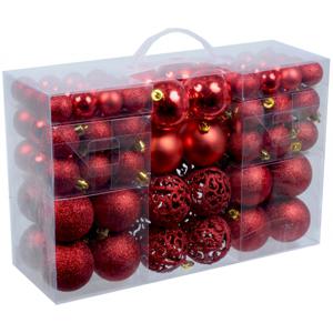 Kerstballen 100x st - rood - 3-4-6 cm - kunststof - kerstversiering