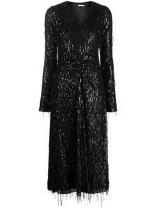 ROTATE BIRGER CHRISTENSEN robe mi-longue ornée de sequins à col v - Noir