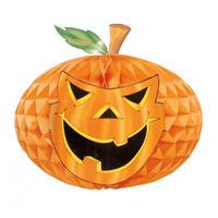 Halloween versiering pompoen honeycomb decoratie 30 cm - thumbnail