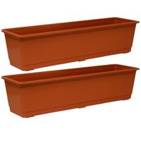 Set van 4x stuks plantenbakken terracotta rechthoekig 60 x 17,5 x 14,5 cm - thumbnail