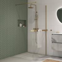 Saqu Modulo inloopdouche incl. antikalk 100x210cm met handdoekhouder geborsteld messing