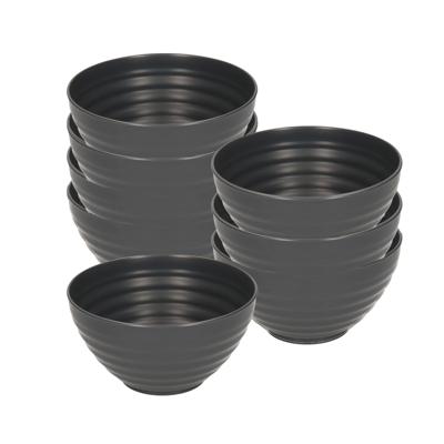Plasticforte Soepkommen - 8x - D15 x H8 cm - zwart - kunststof - onbreekbaar - servies