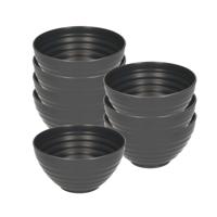 Plasticforte Soepkommen - 8x - D15 x H8 cm - zwart - kunststof - onbreekbaar - servies