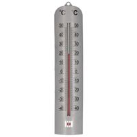 Zilveren binnen/buiten thermometer 6 x 27 cm - thumbnail