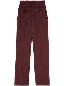 Off-White pantalon à effet double taille - Marron