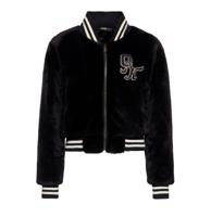 Queen Kerosin College Jacket Faux Fur Black-XL