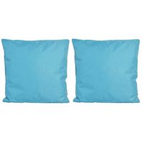 Set van 2x stuks buiten/woonkamer/slaapkamer kussens in het lichtblauw 45 x 45 cm - Sierkussens