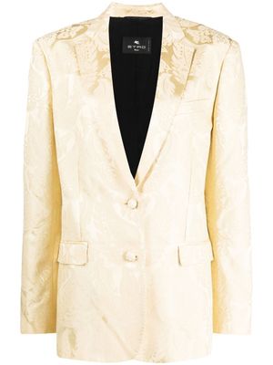 ETRO blazer boutonné à motif en jacquard - Jaune