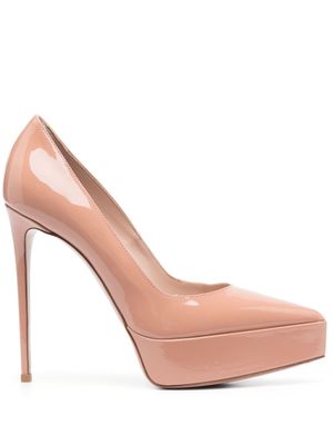 Le Silla escarpins Uma 125 mm en cuir verni - Tons neutres