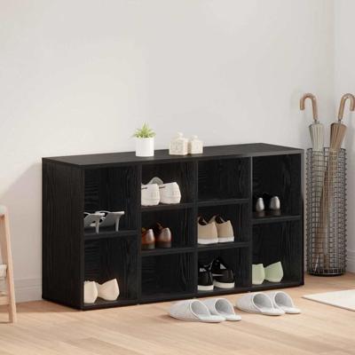 Schoenenbank Zwart eiken 103 x 30 x 55 cm Bewerkt hout