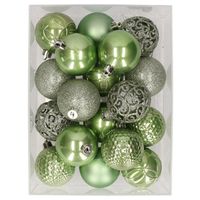 37x stuks kunststof kerstballen lichtgroen 6 cm glans/mat/glitter mix - thumbnail