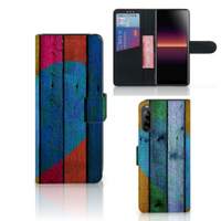 Sony Xperia L4 Book Style Case Wood Heart - Cadeau voor je Vriend