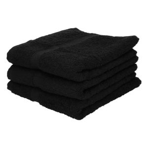 3x Voordelige badhanddoeken zwart 70 x 140 cm 420 grams   -