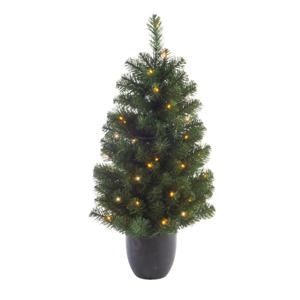 Bellatio Decorations Kunst kerstboom - groen - H90 cm - met kerstverlichting - kunstboom
