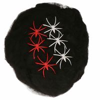 Decoratie spinnenweb/spinrag met spinnen - 2x - 100 gram - zwart - Halloween/horror versiering