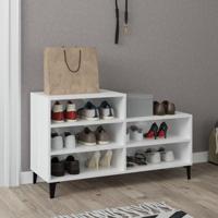 Schoenenkast 102x36x60 cm bewerkt hout hoogglans wit