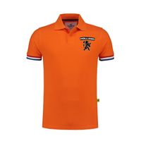 Grote maten Holland fan polo t-shirt oranje luxe kwaliteit met leeuw op borst - 200 grams - heren 4XL  - - thumbnail