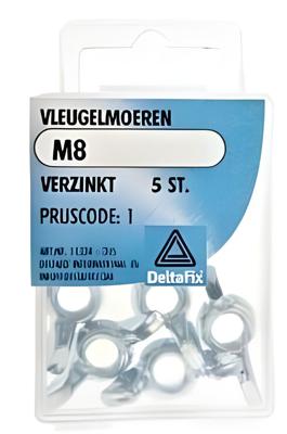 Vleugelmoer m8xvz 5st - Deltafix